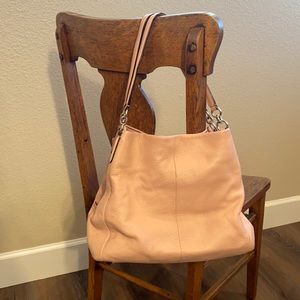 Light pink 3 pocket shoulder coach bag